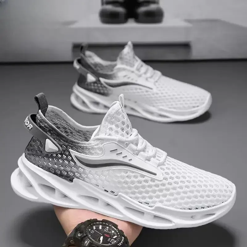 Men's Lace-up Mesh Sport Sneakers, Lightweight Running Walking Shoes