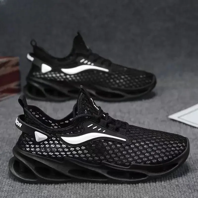 Men's Lace-up Mesh Sport Sneakers, Lightweight Running Walking Shoes