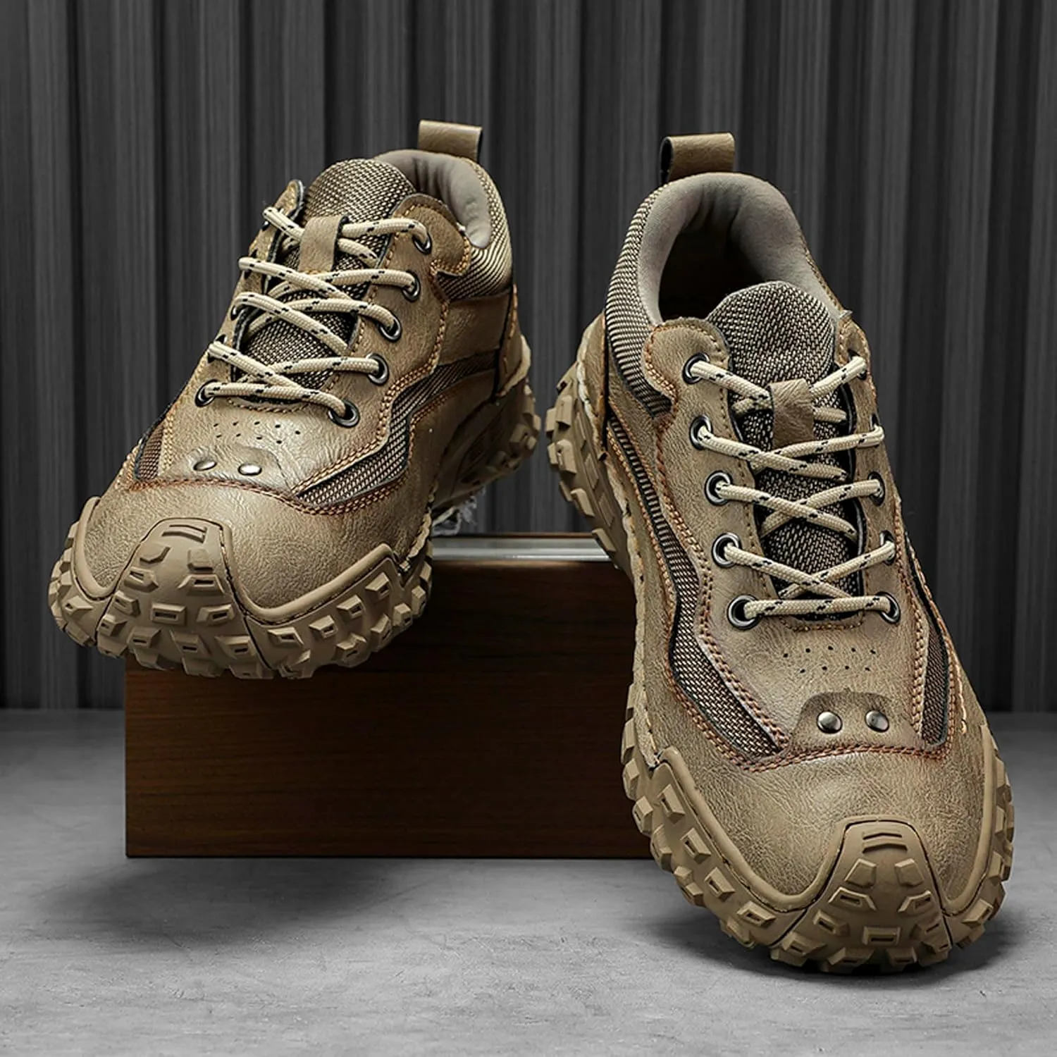 Men's Leather Breathable Anti Slip Casual Shoes, Comfortable Fashionable Sports Shoes, Lightweight Men's Walking Driving Shoes