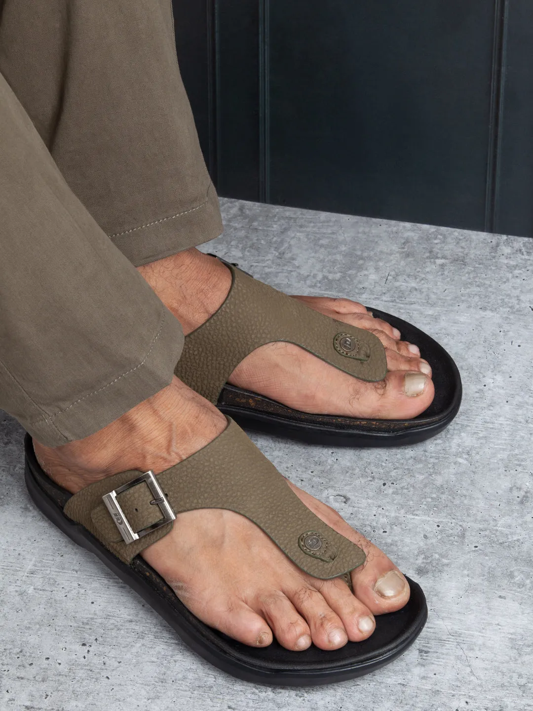 Men's Olive Thong Sandal (ID4272)