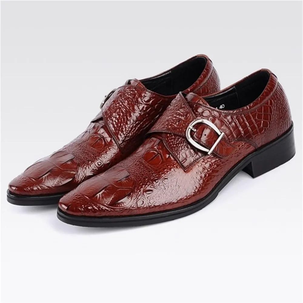 Men's Orthopedic Dress Shoes Comfortable Business Loafers Faux Crocodile Leather Formal Wedding Shoes for Gentlemen