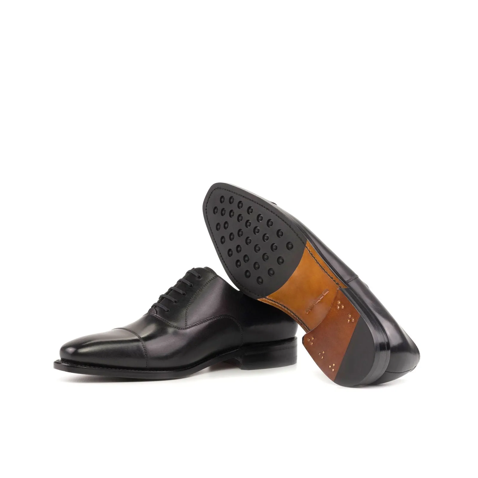 Men's Oxford Leather Shoes Goodyear Welt Wide Plus Size Black 5255
