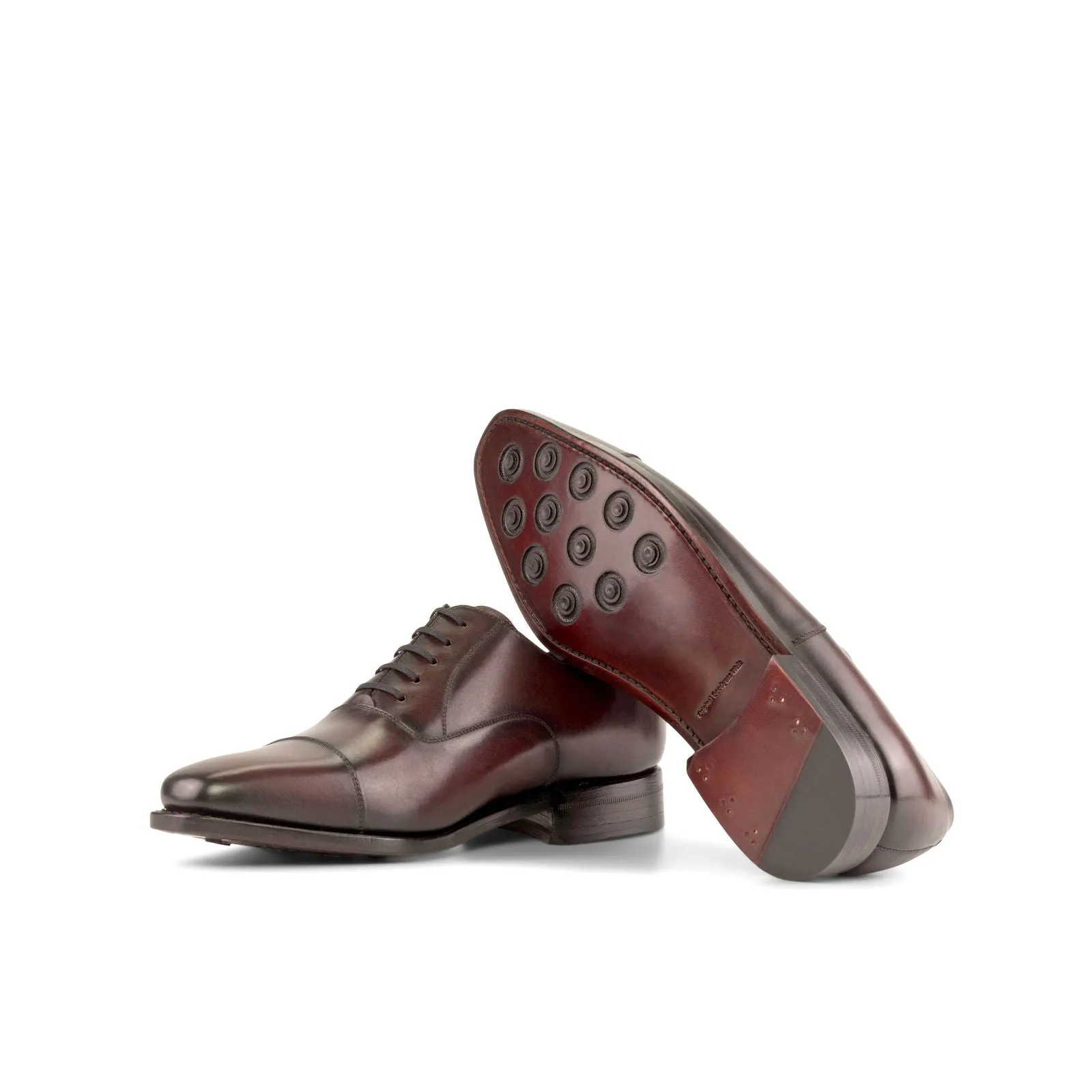 Men's Oxford Leather Shoes Goodyear Welt Wide Plus Size Burgundy 5372