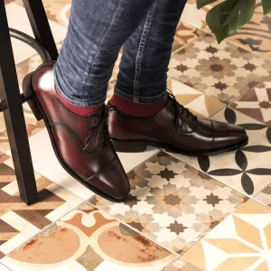 Men's Oxford Leather Shoes Goodyear Welt Wide Plus Size Burgundy 5372