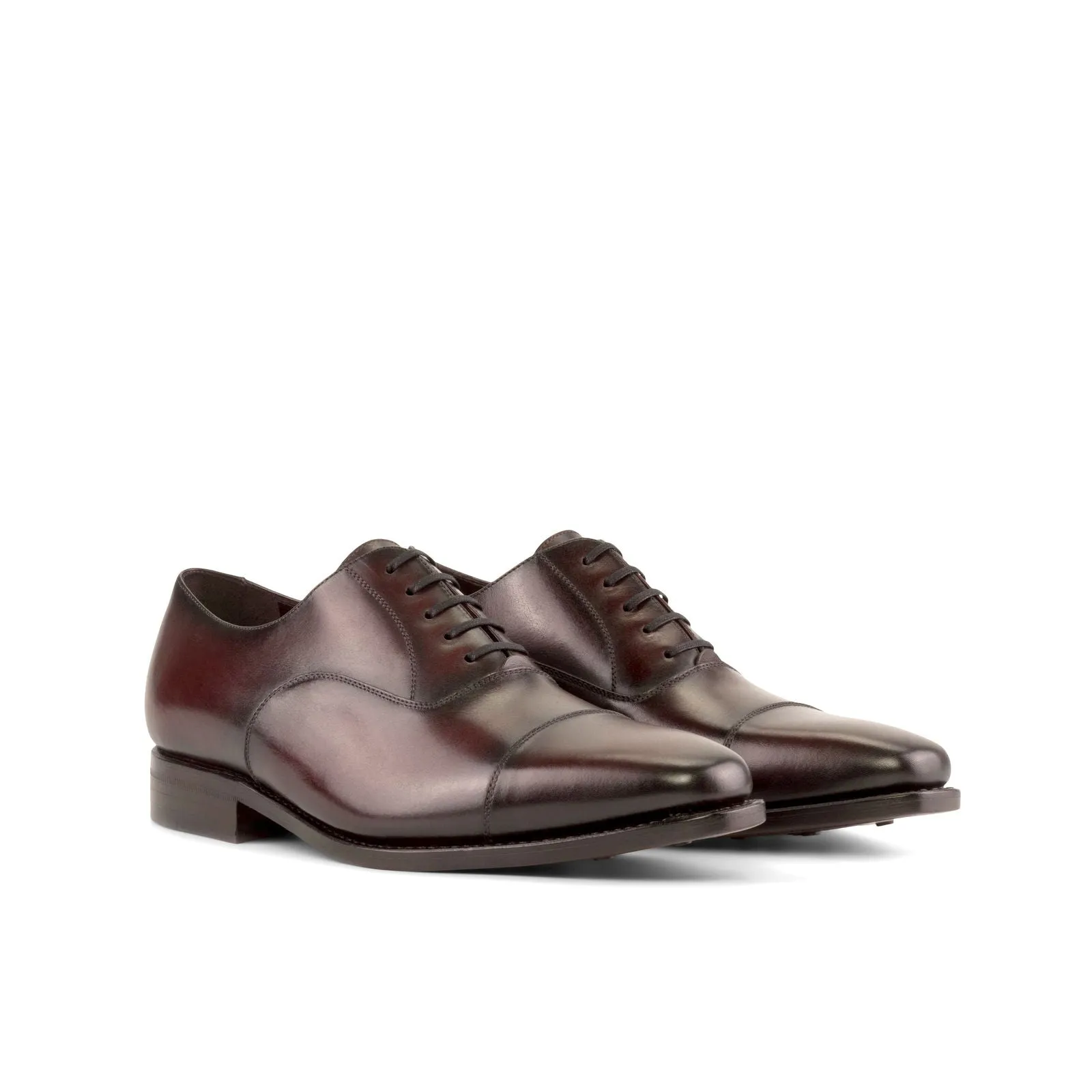 Men's Oxford Leather Shoes Goodyear Welt Wide Plus Size Burgundy 5372