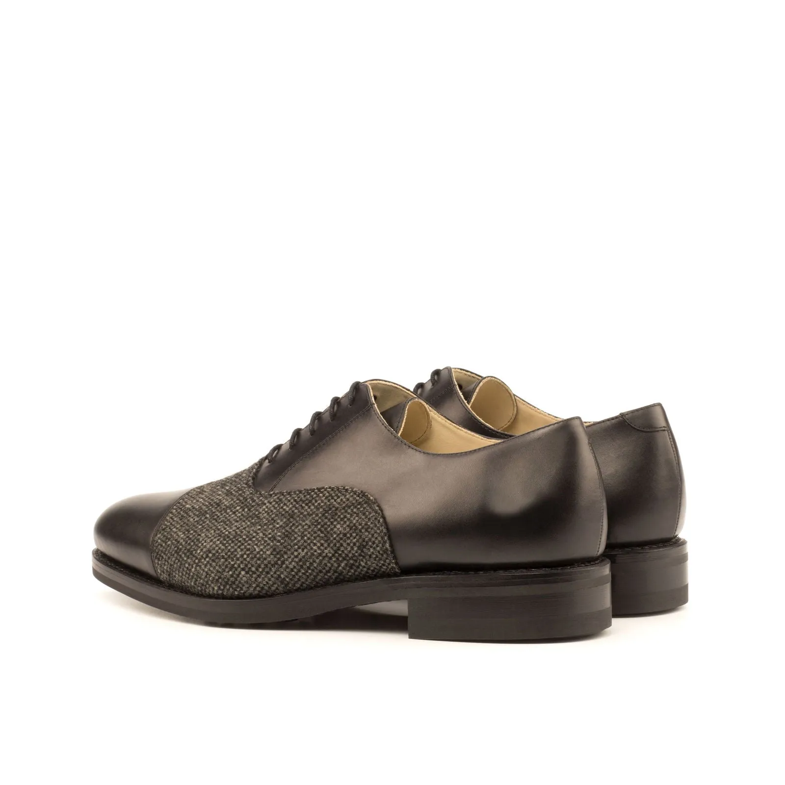 Men's Oxford Leather Shoes Goodyear Welt Wide Plus Size Grey Black 3950
