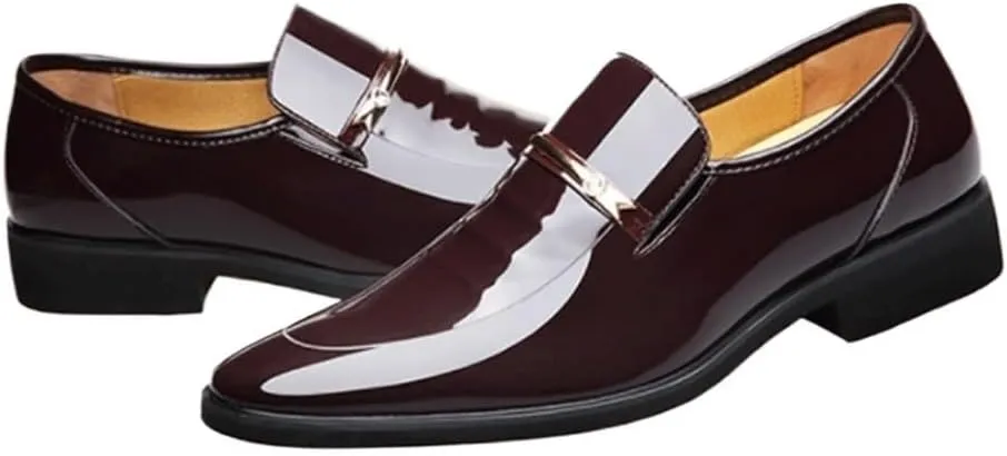 Mens Oxford Shoes Leather Loafers Metal Tip Plain Toe Dress Slip On Business Casual Comfortable Modern