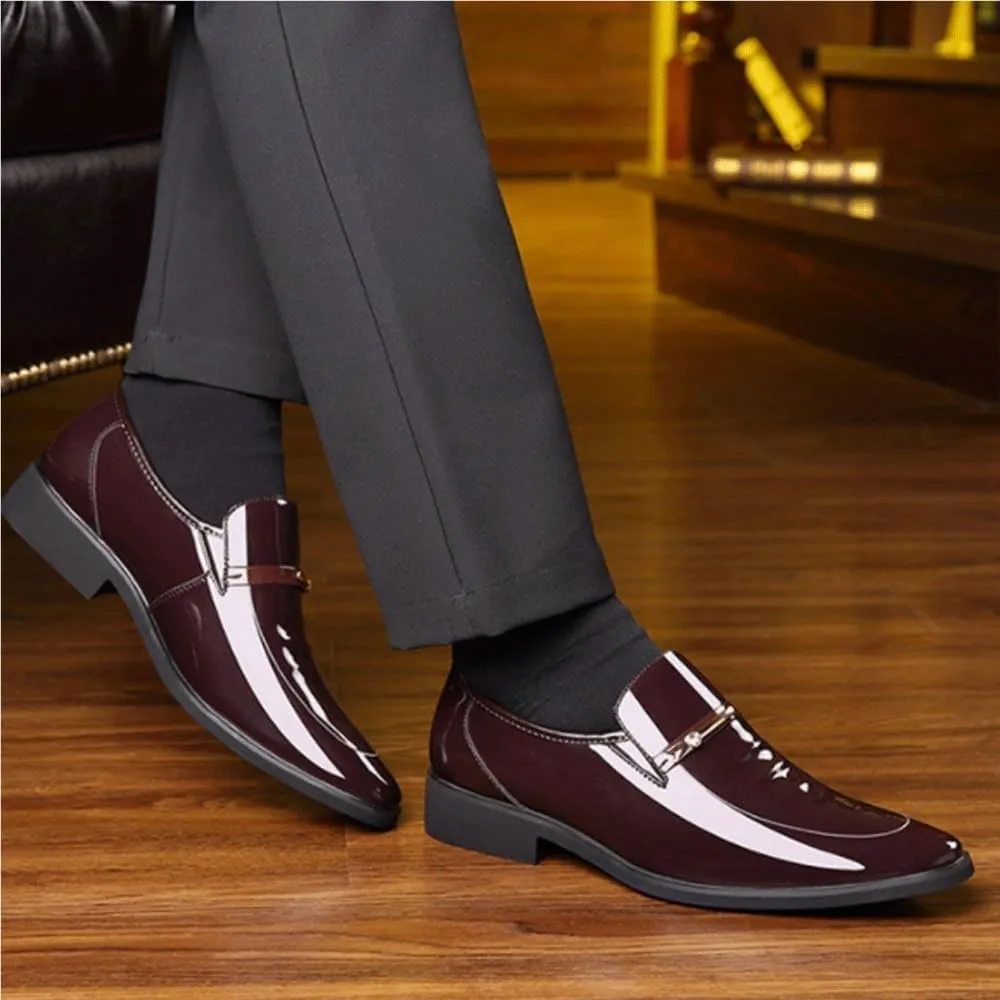 Mens Oxford Shoes Leather Loafers Metal Tip Plain Toe Dress Slip On Business Casual Comfortable Modern