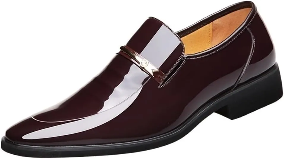 Mens Oxford Shoes Leather Loafers Metal Tip Plain Toe Dress Slip On Business Casual Comfortable Modern