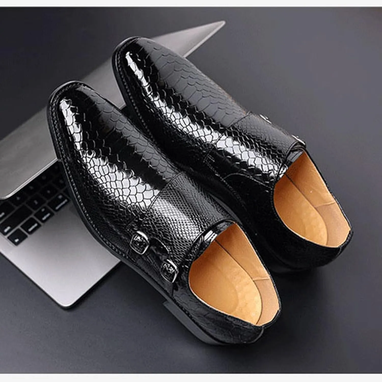 Men's Oxfords Alligator Patent Leather Wedding Prom Formal Dress Casual Shoes for Men
