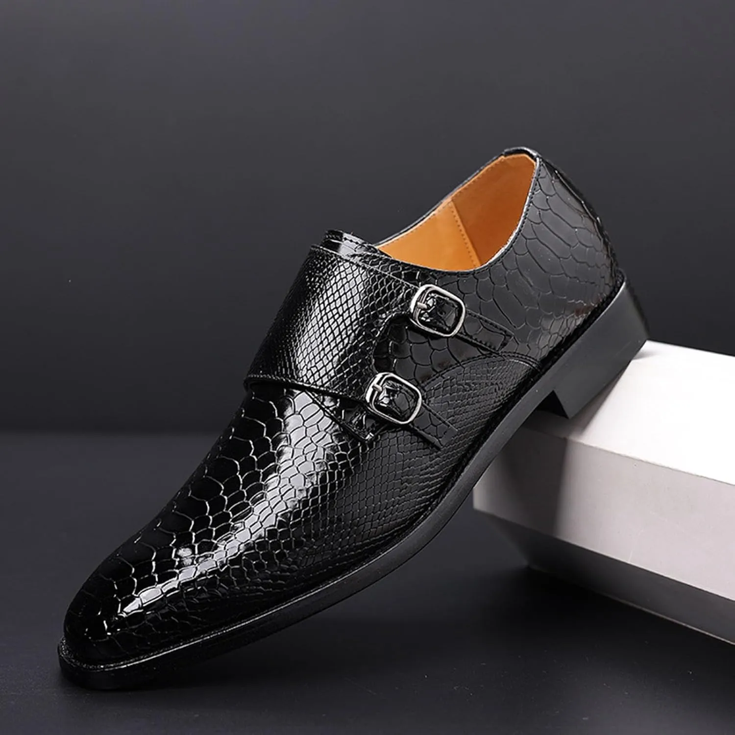 Men's Oxfords Alligator Patent Leather Wedding Prom Formal Dress Casual Shoes for Men
