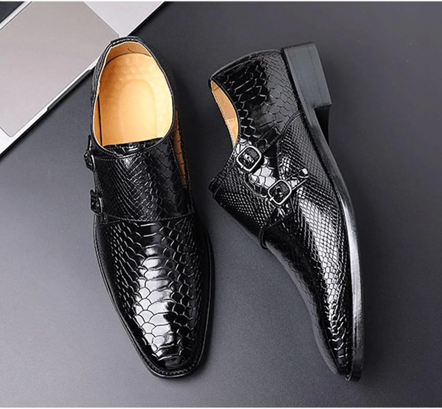 Men's Oxfords Alligator Patent Leather Wedding Prom Formal Dress Casual Shoes for Men
