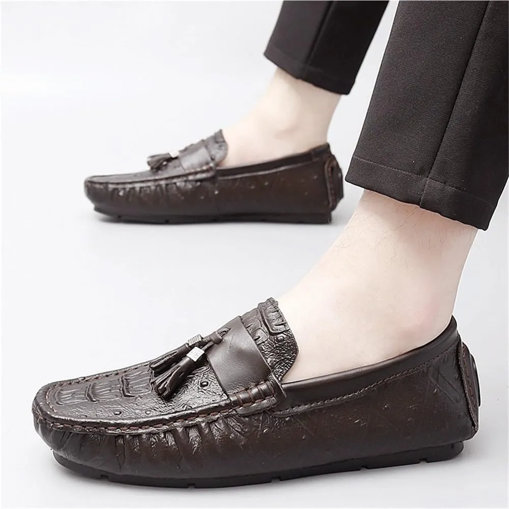 Mens Party Loafers Shoes Faux Leather Outdoor Business Round Toe Office Non Slip Rubber Sole Low Top Shoe Slip-on