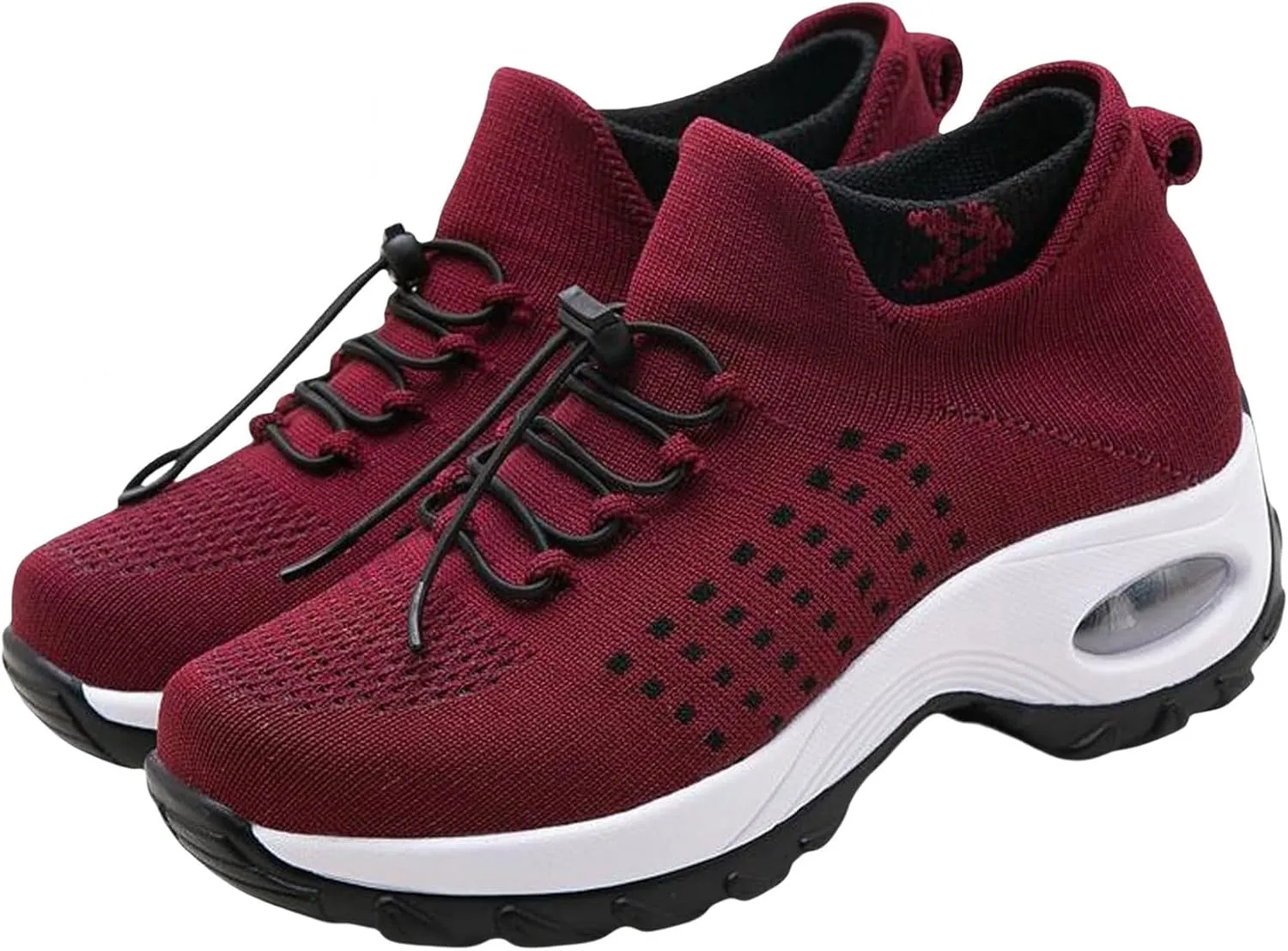 Mens Platform Sneakers Air Cushion for Day Walking, Orthopedic Stretch Breathable, Thick Rocker Bottom for Men Women