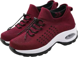 Mens Platform Sneakers Air Cushion for Day Walking, Orthopedic Stretch Breathable, Thick Rocker Bottom for Men Women