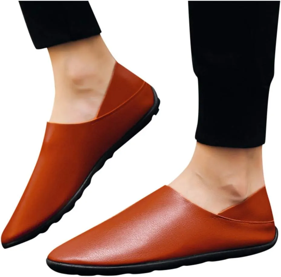Men's Premium Casual Slip on Loafers Breathable Driving Shoes Fashion Slipper (Brown, 39)