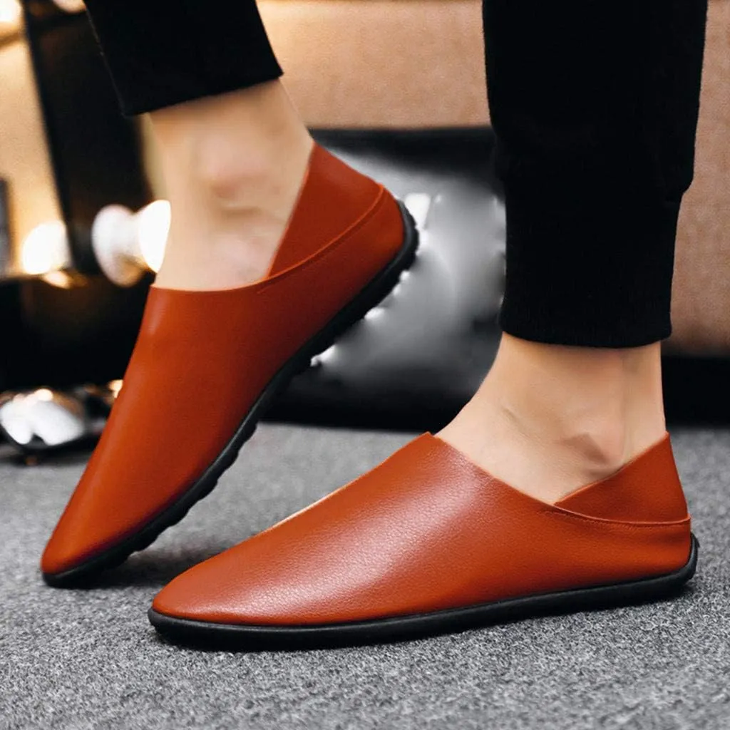 Men's Premium Casual Slip on Loafers Breathable Driving Shoes Fashion Slipper (Brown, 39)
