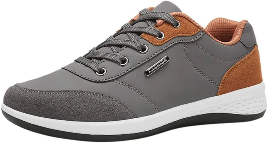 Mens Shoes Athletic Sneakers All Seasons Solid Lace Up Jogging for Outdoor Park Walking Gym Workout, Non Slip Comfy Sneaker