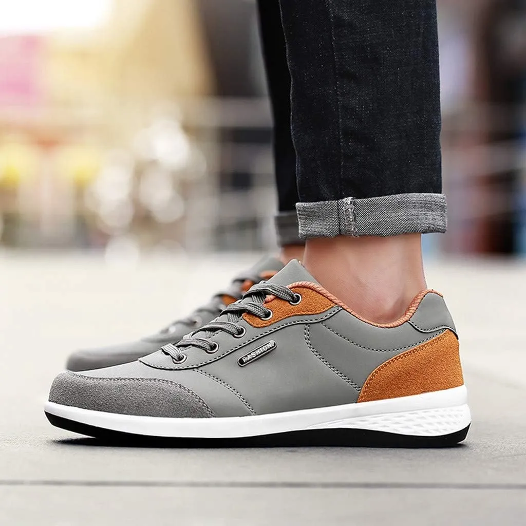 Mens Shoes Athletic Sneakers All Seasons Solid Lace Up Jogging for Outdoor Park Walking Gym Workout, Non Slip Comfy Sneaker