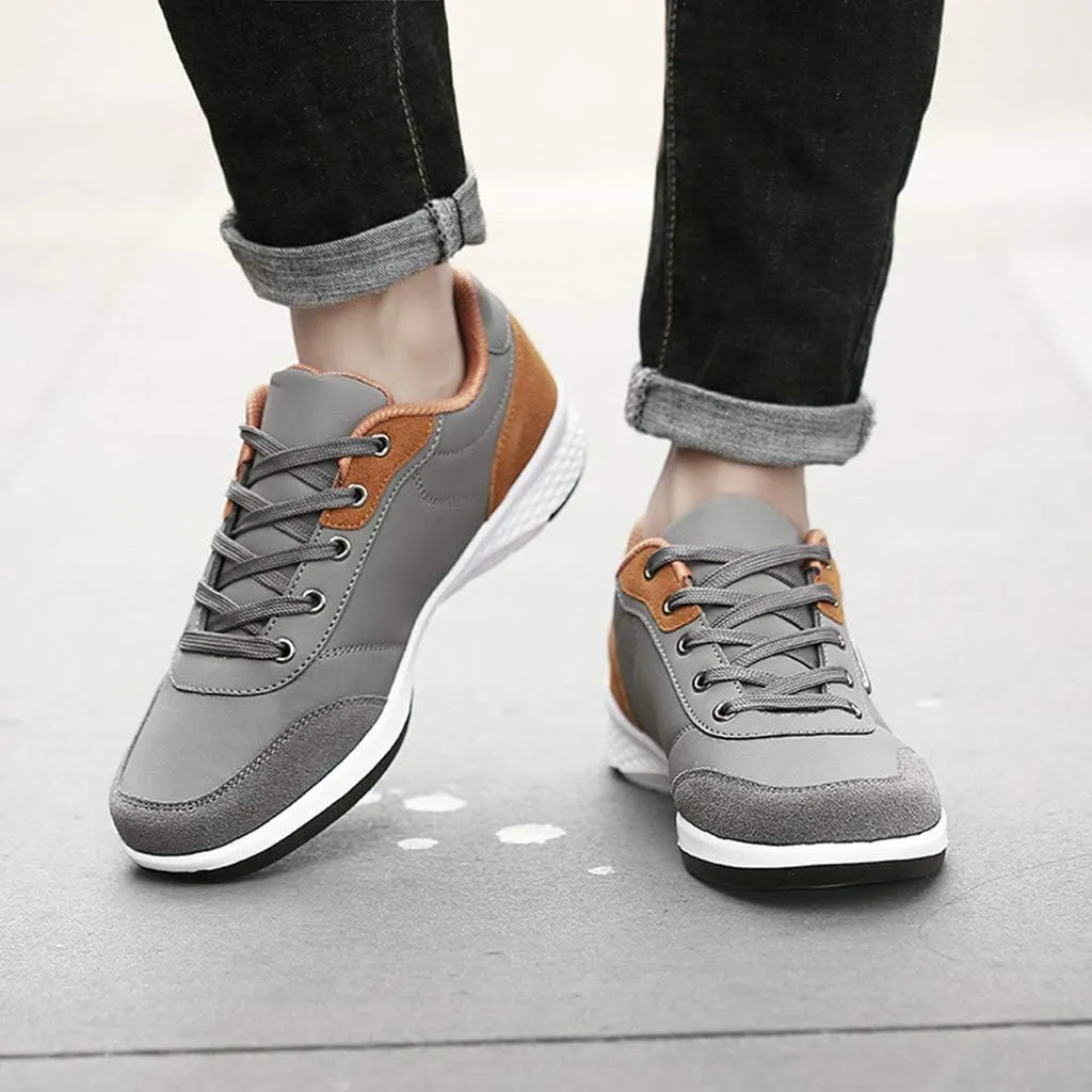 Mens Shoes Athletic Sneakers All Seasons Solid Lace Up Jogging for Outdoor Park Walking Gym Workout, Non Slip Comfy Sneaker