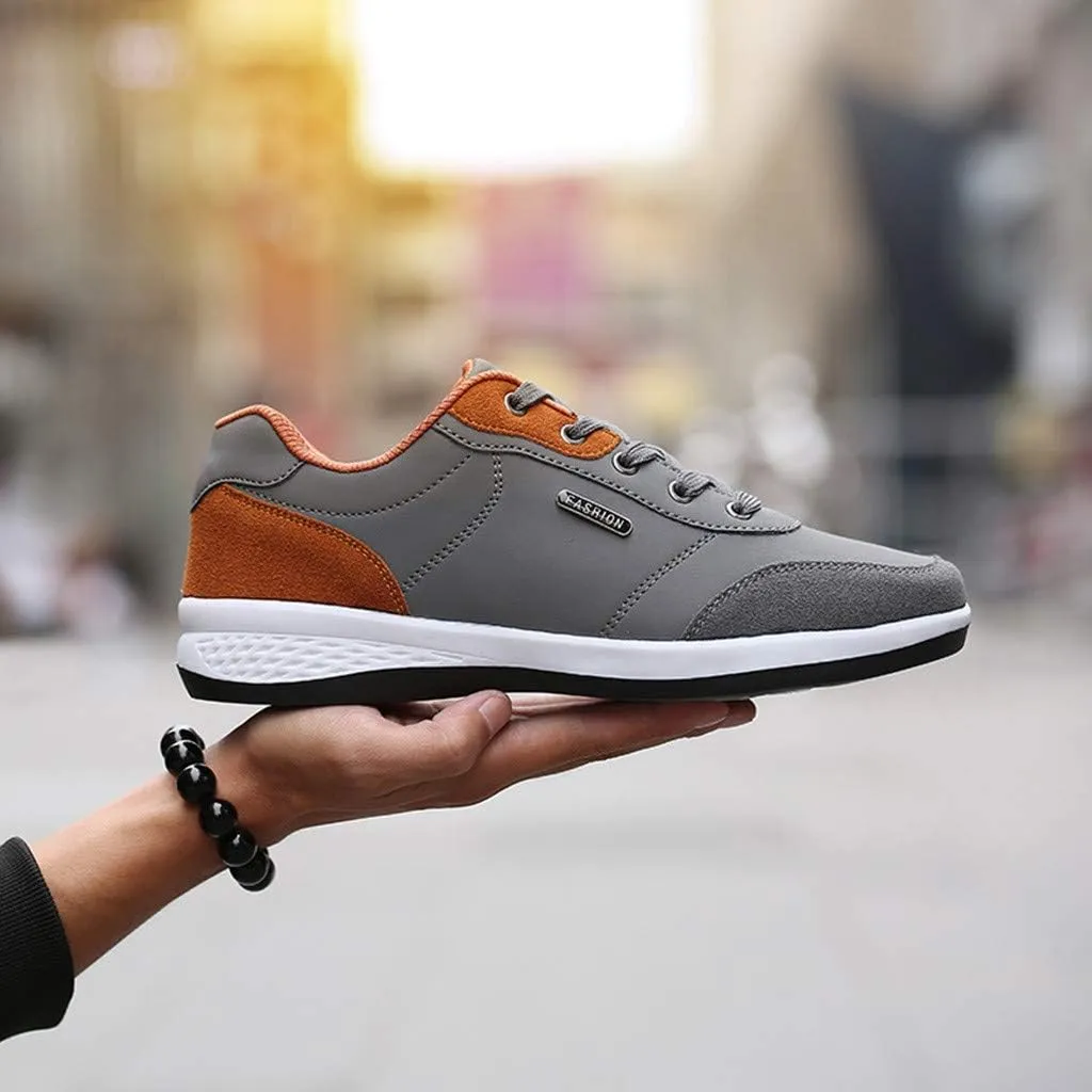 Mens Shoes Athletic Sneakers All Seasons Solid Lace Up Jogging for Outdoor Park Walking Gym Workout, Non Slip Comfy Sneaker