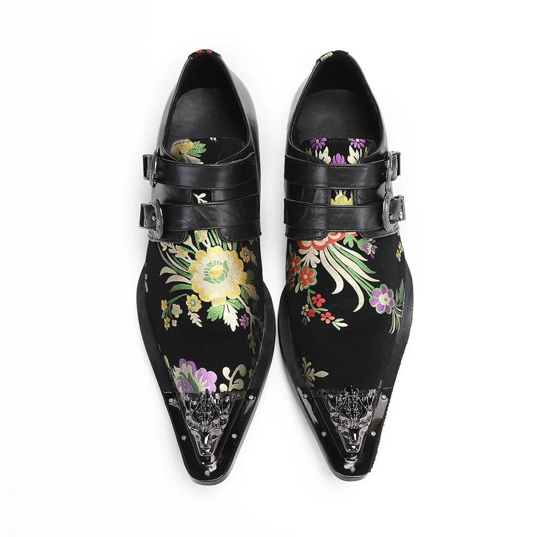 Men's shoes breathable slip-on shoes spring summer 2024 new thick-soled printed loafers slip-on slip-on leather shoes