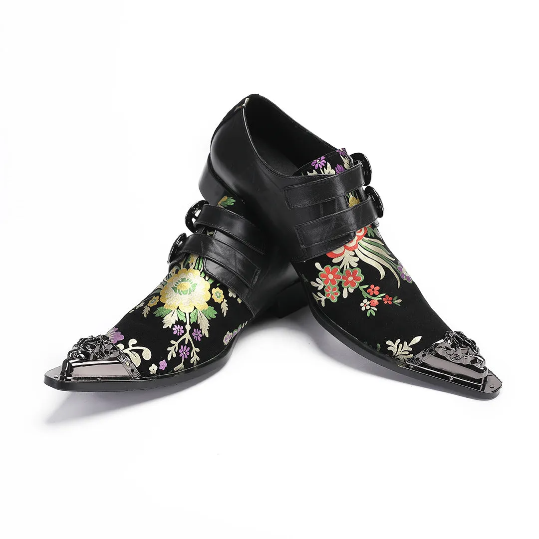 Men's shoes breathable slip-on shoes spring summer 2024 new thick-soled printed loafers slip-on slip-on leather shoes