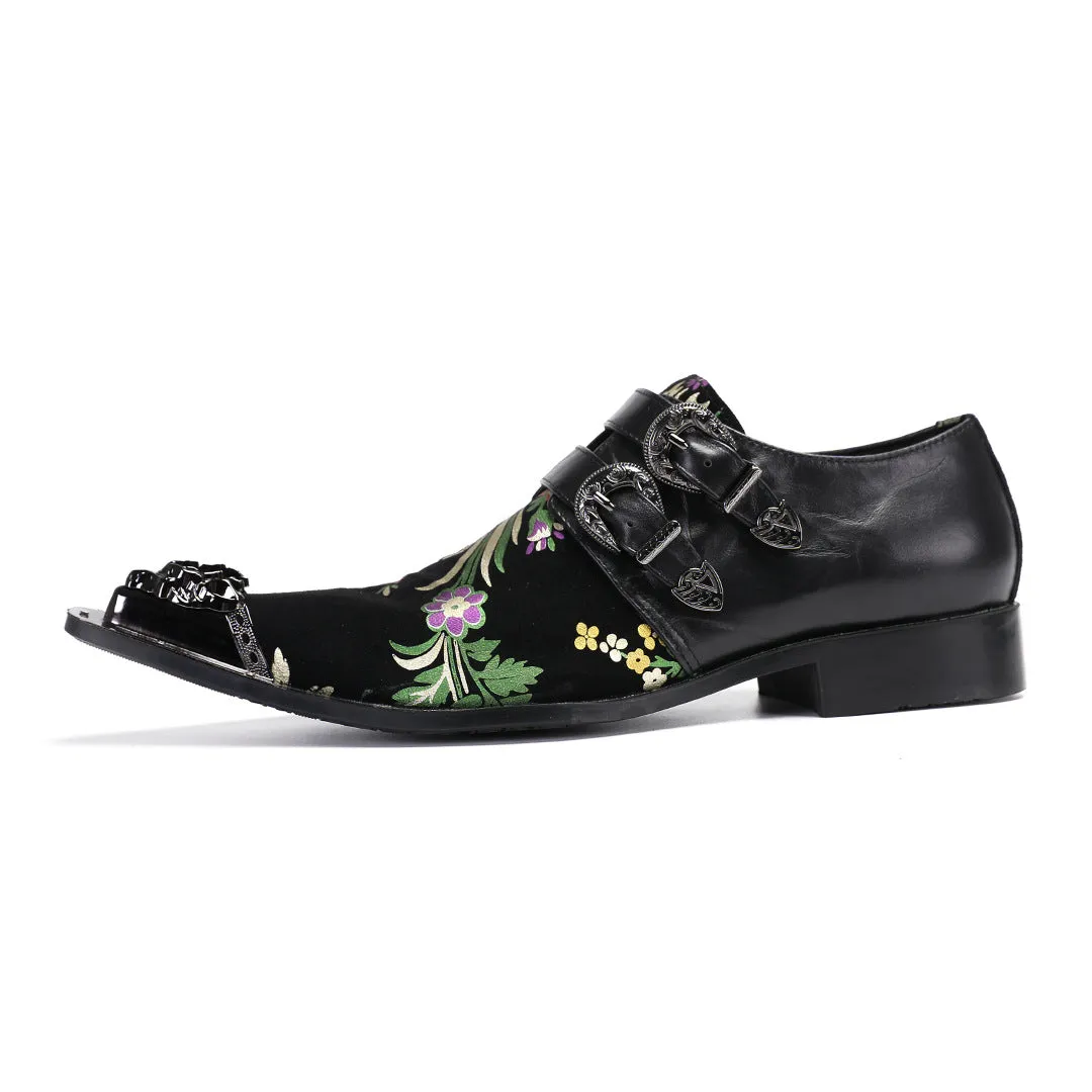 Men's shoes breathable slip-on shoes spring summer 2024 new thick-soled printed loafers slip-on slip-on leather shoes