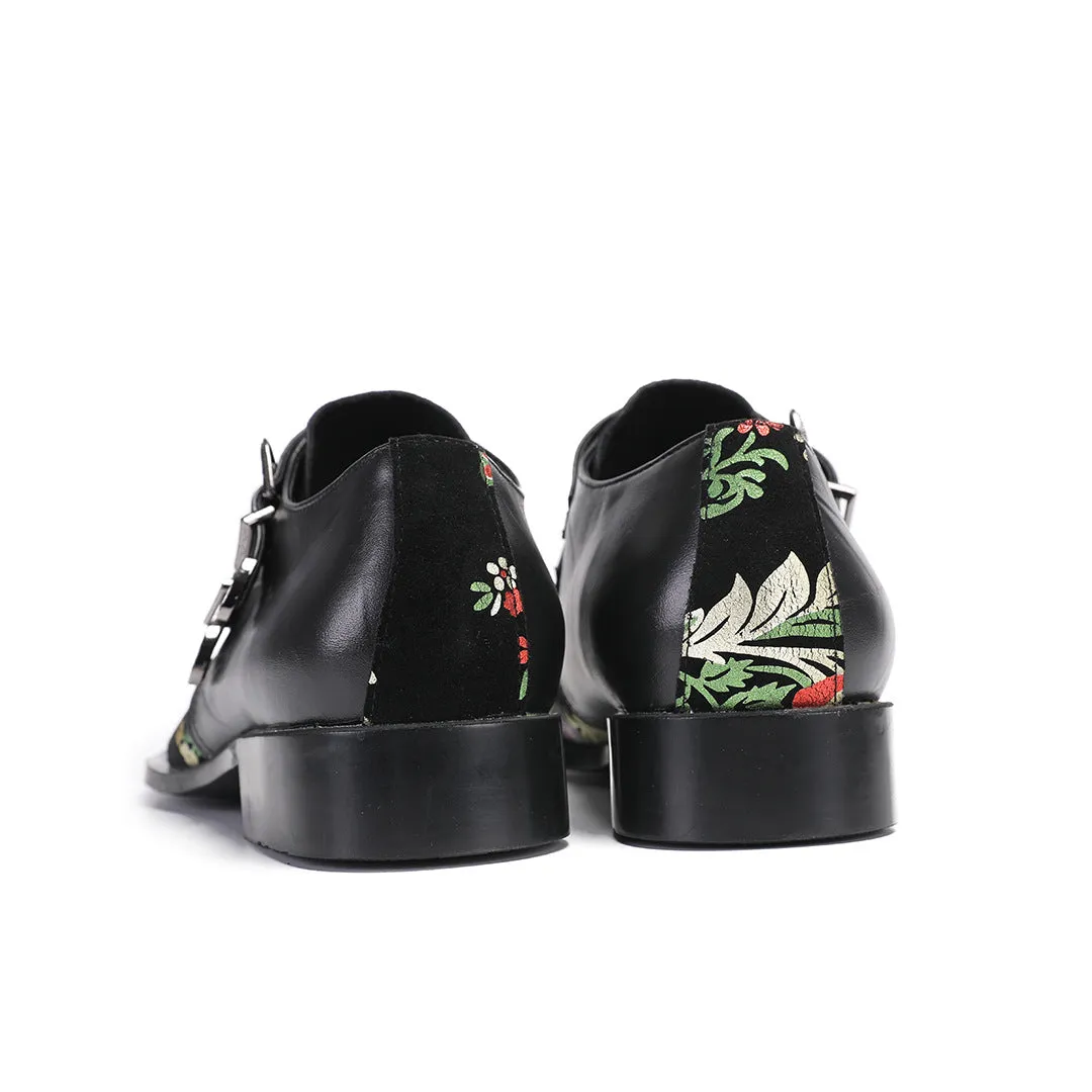 Men's shoes breathable slip-on shoes spring summer 2024 new thick-soled printed loafers slip-on slip-on leather shoes