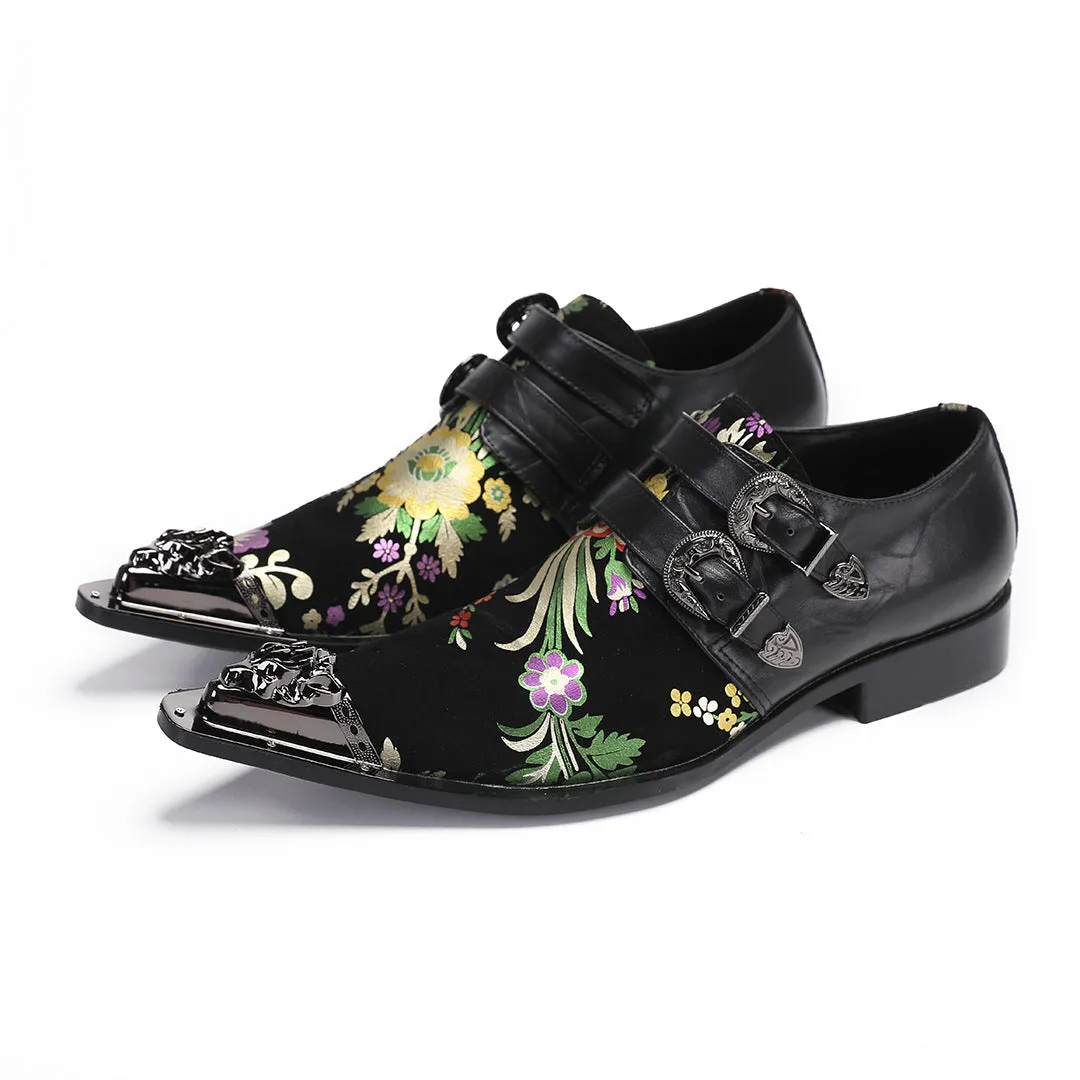 Men's shoes breathable slip-on shoes spring summer 2024 new thick-soled printed loafers slip-on slip-on leather shoes