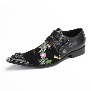 Men's shoes breathable slip-on shoes spring summer 2024 new thick-soled printed loafers slip-on slip-on leather shoes