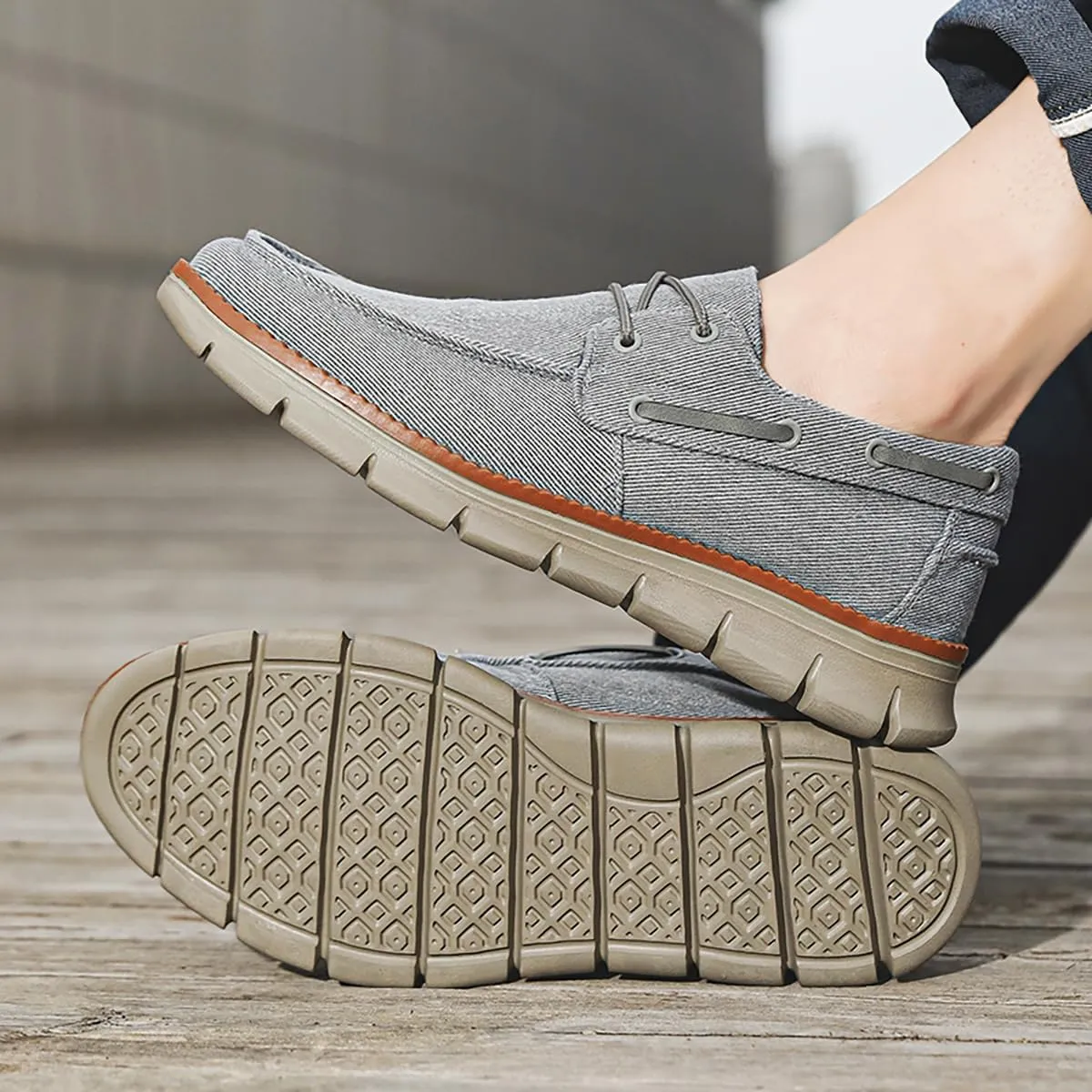 Men's Shoes Comfortable Casual Shoes Slip on Lace up Shoes Breathable Classic Canvas Boat Shoes