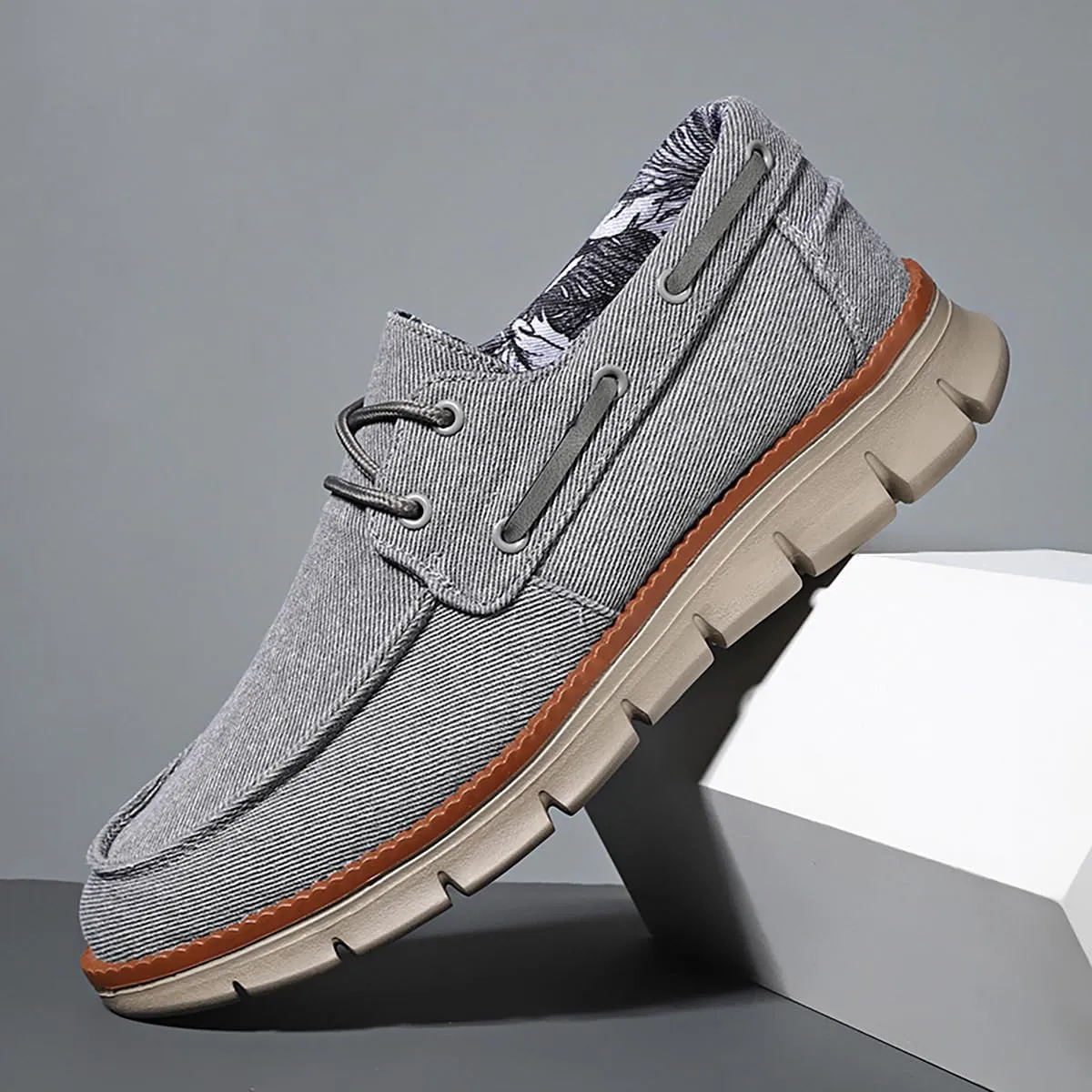 Men's Shoes Comfortable Casual Shoes Slip on Lace up Shoes Breathable Classic Canvas Boat Shoes