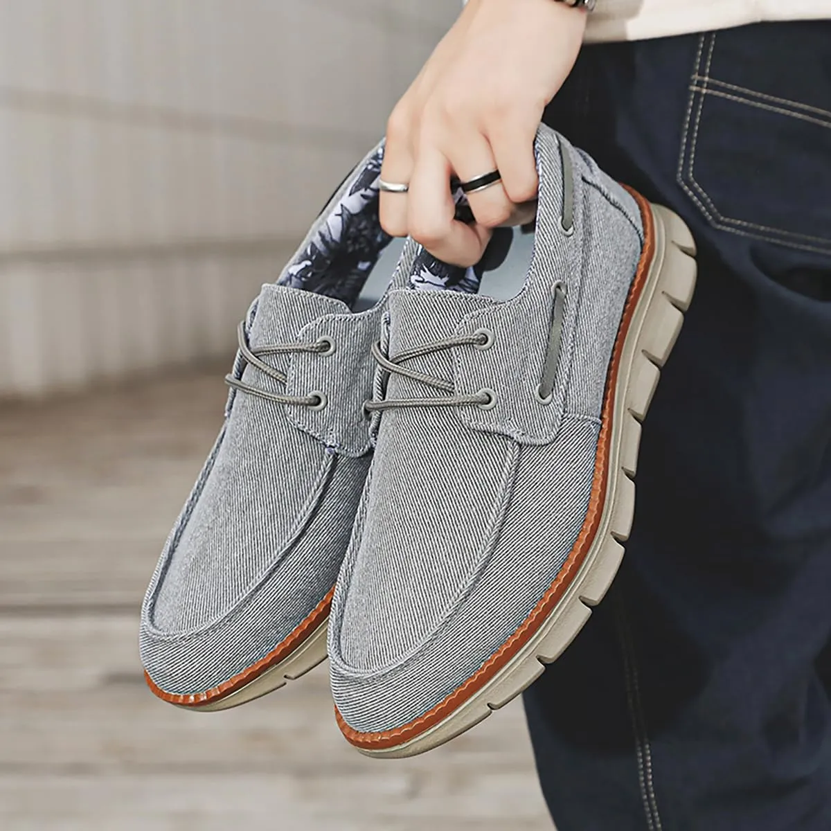 Men's Shoes Comfortable Casual Shoes Slip on Lace up Shoes Breathable Classic Canvas Boat Shoes