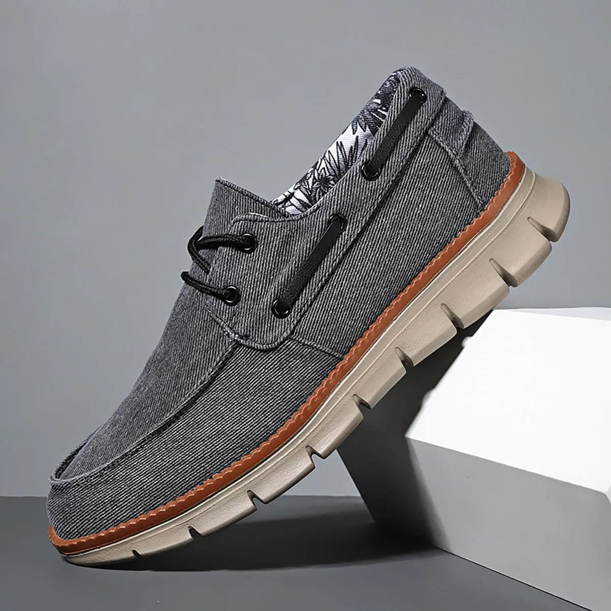 Men's Shoes Comfortable Casual Shoes Slip on Lace up Shoes Breathable Classic Canvas Boat Shoes