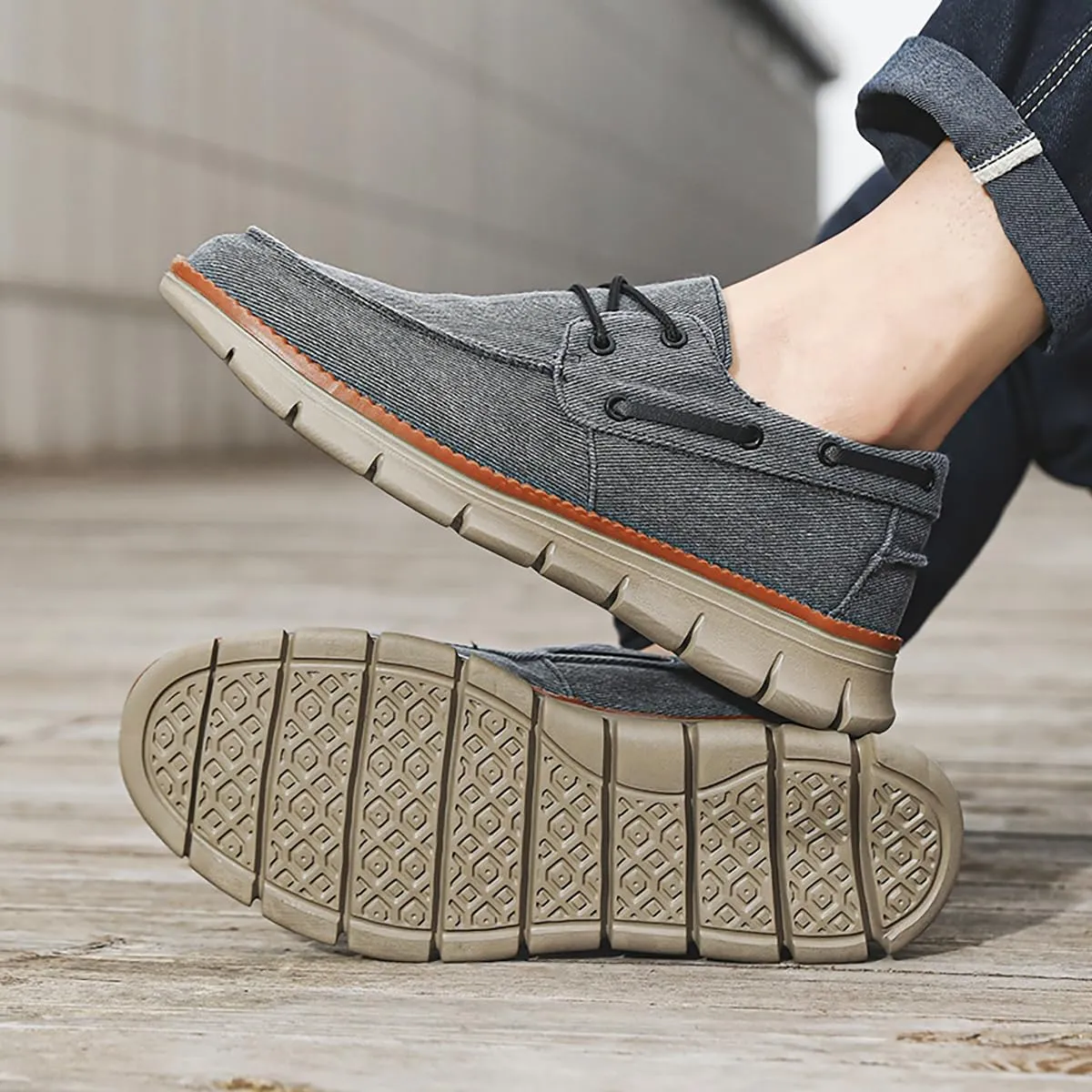 Men's Shoes Comfortable Casual Shoes Slip on Lace up Shoes Breathable Classic Canvas Boat Shoes