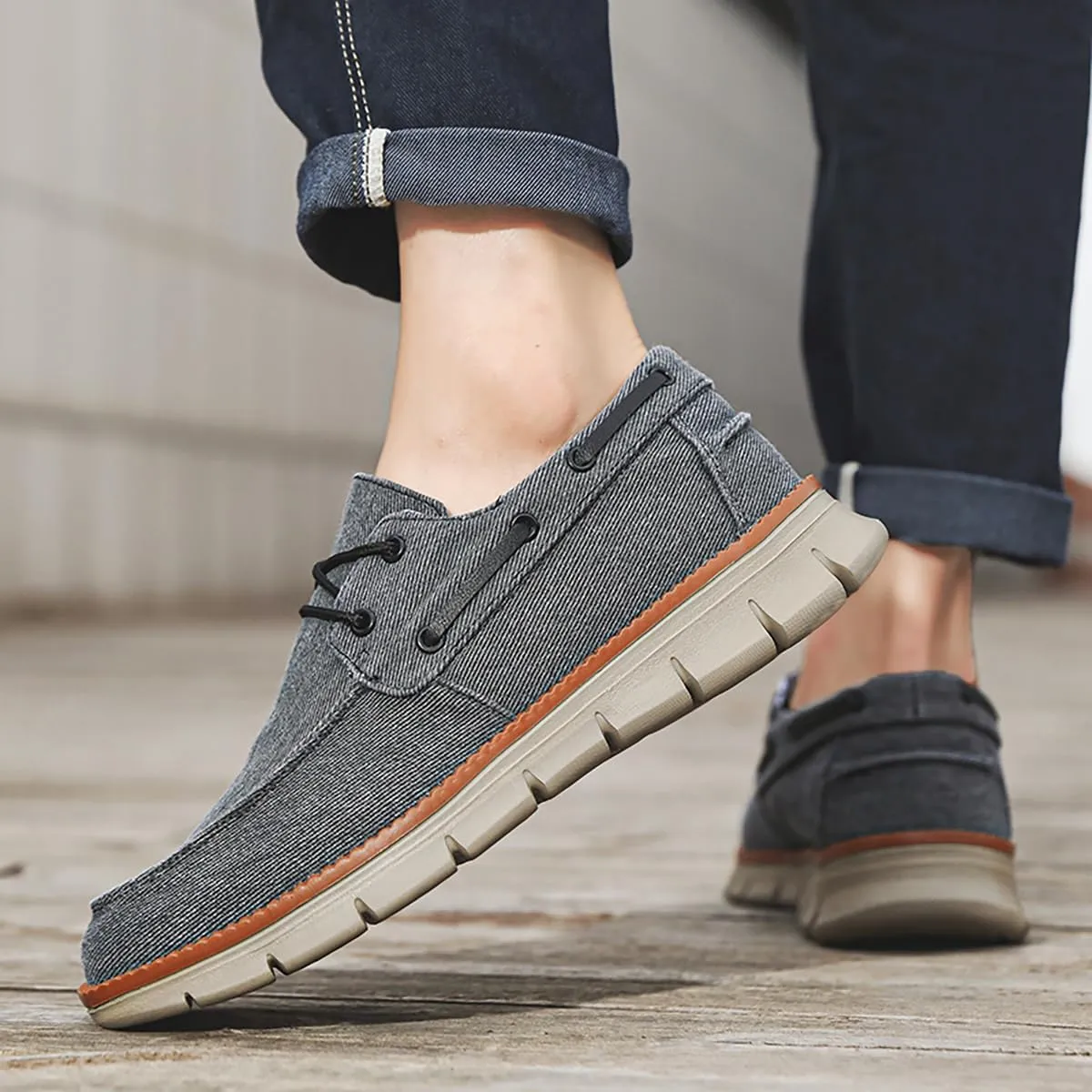 Men's Shoes Comfortable Casual Shoes Slip on Lace up Shoes Breathable Classic Canvas Boat Shoes