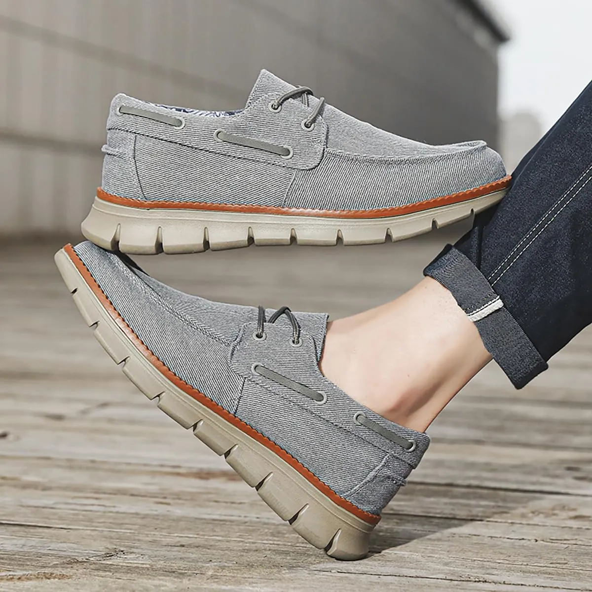 Men's Shoes Comfortable Casual Shoes Slip on Lace up Shoes Breathable Classic Canvas Boat Shoes