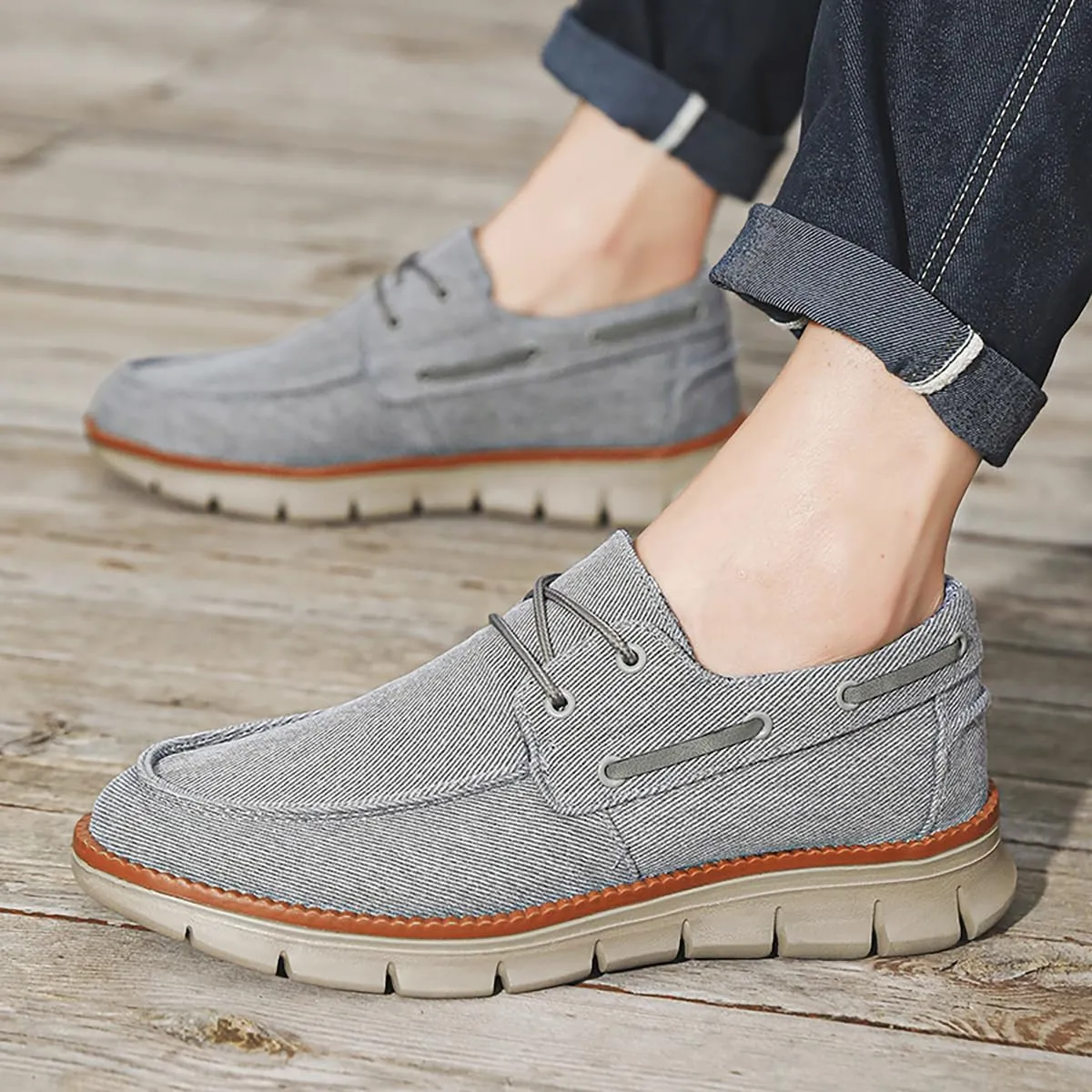 Men's Shoes Comfortable Casual Shoes Slip on Lace up Shoes Breathable Classic Canvas Boat Shoes