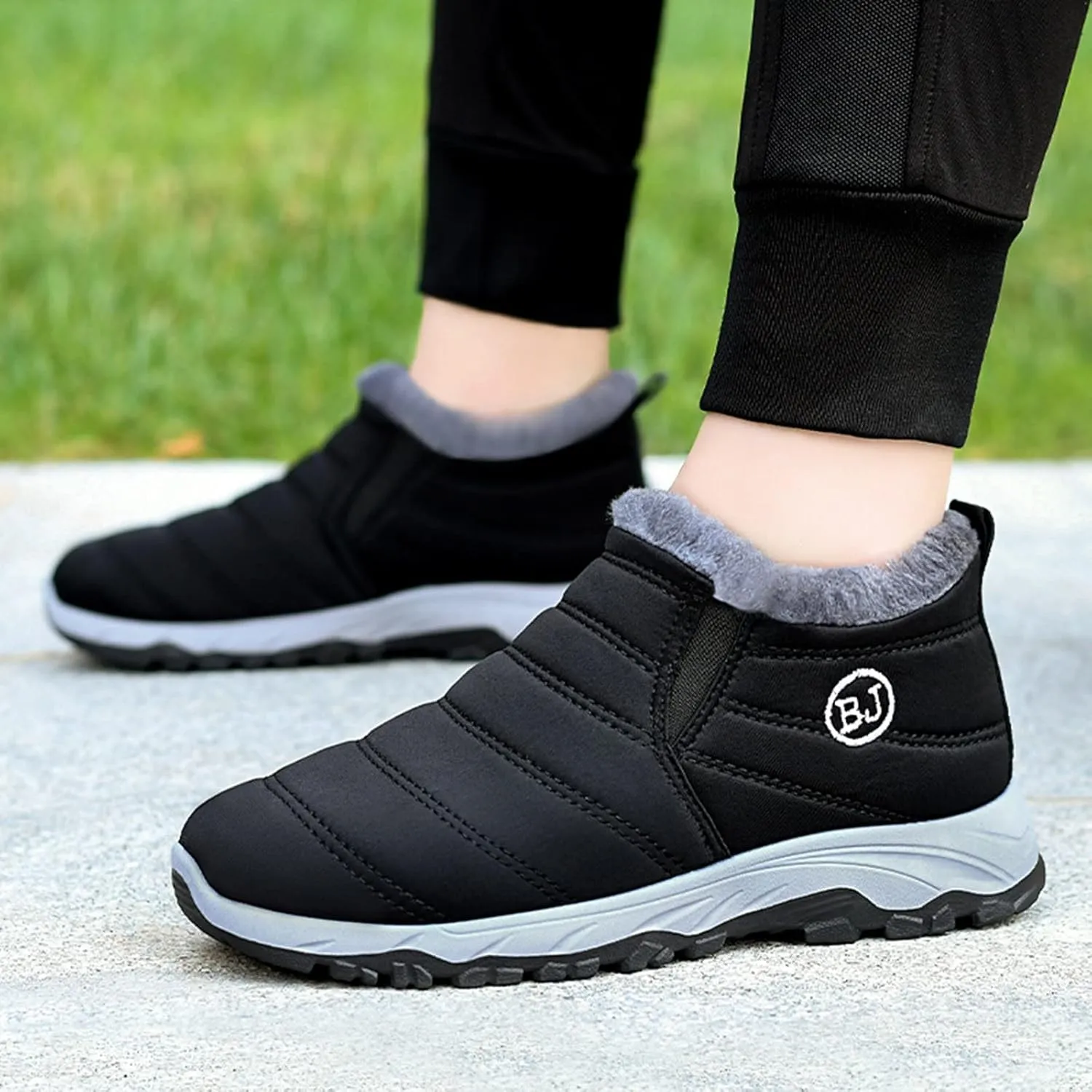 Men's Shoes Winter Snow Boots Cotton-Padded Slip on Casual Warm Walking Sneakers Waterproof Mens Boots