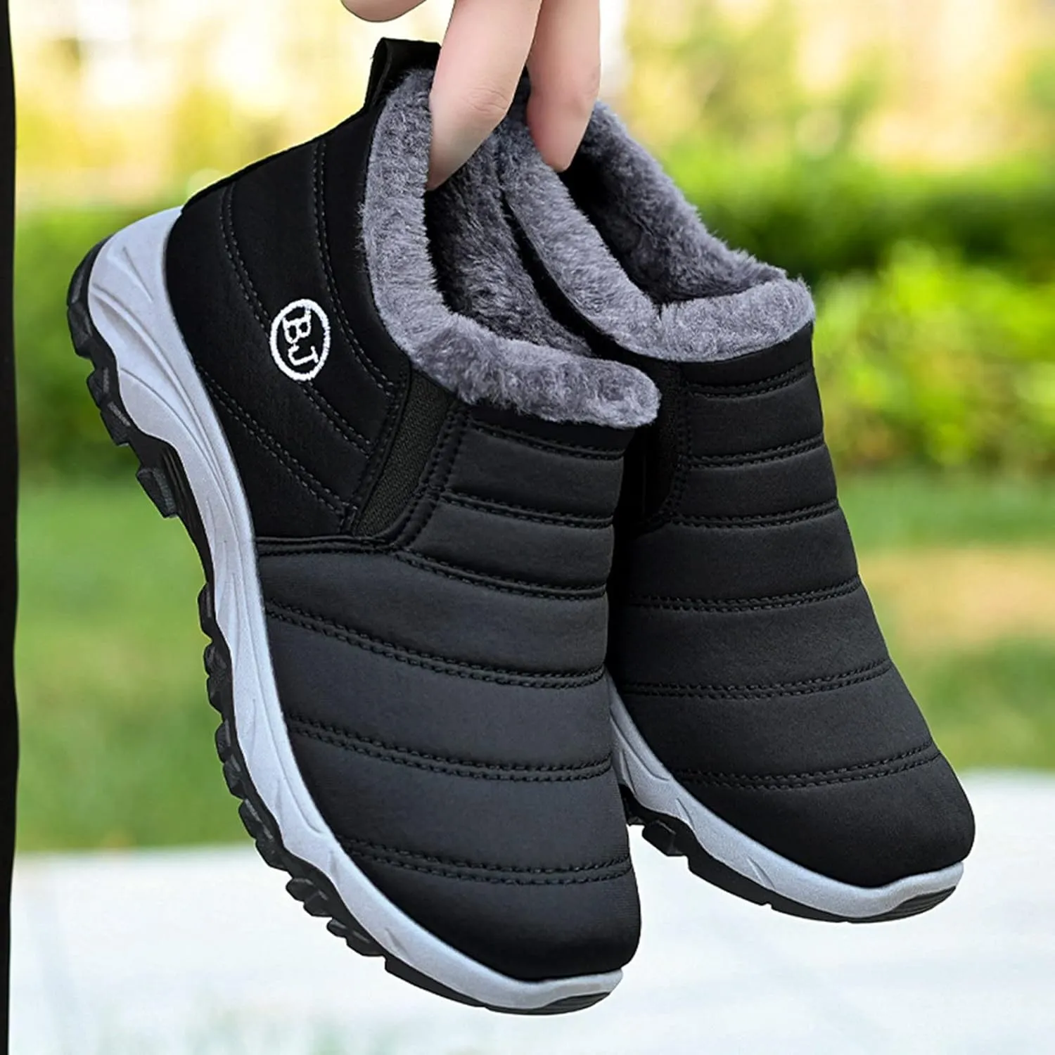 Men's Shoes Winter Snow Boots Cotton-Padded Slip on Casual Warm Walking Sneakers Waterproof Mens Boots