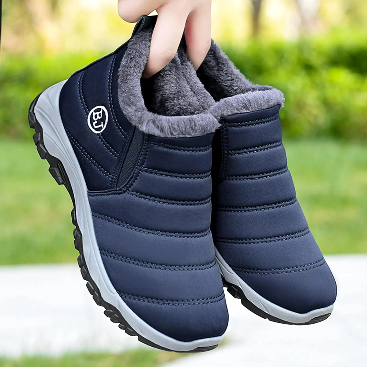 Men's Shoes Winter Snow Boots Cotton-Padded Slip on Casual Warm Walking Sneakers Waterproof Mens Boots