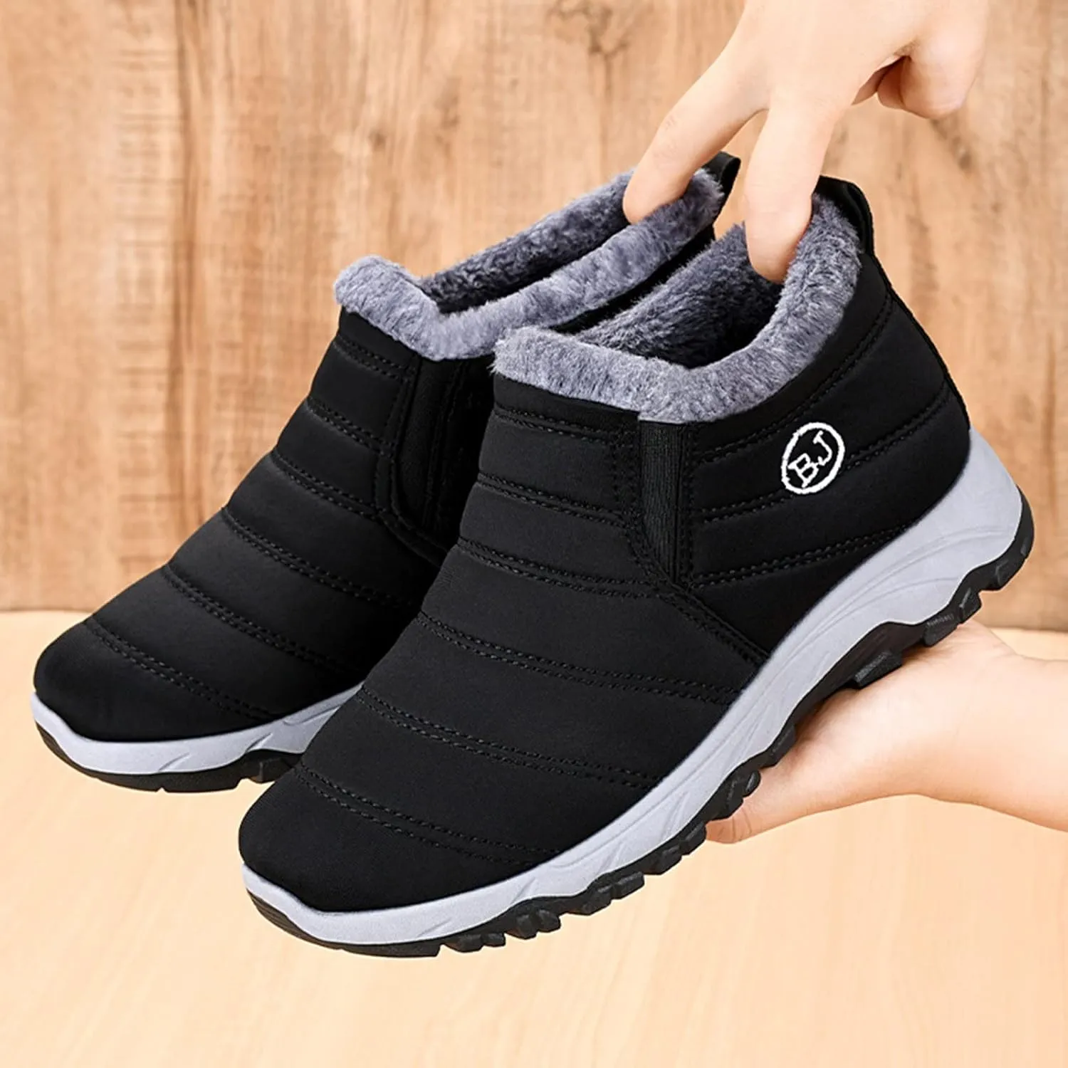 Men's Shoes Winter Snow Boots Cotton-Padded Slip on Casual Warm Walking Sneakers Waterproof Mens Boots