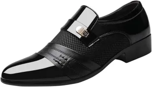 Mens Slip on Business Formal Shoes Breatheble Dress Shoes Men Arch Support Walking Leather Shoe Cap Toe Slip on Oxfords Men Casual Office Work Shoe Low Heel Summer Comfortable Oxfords