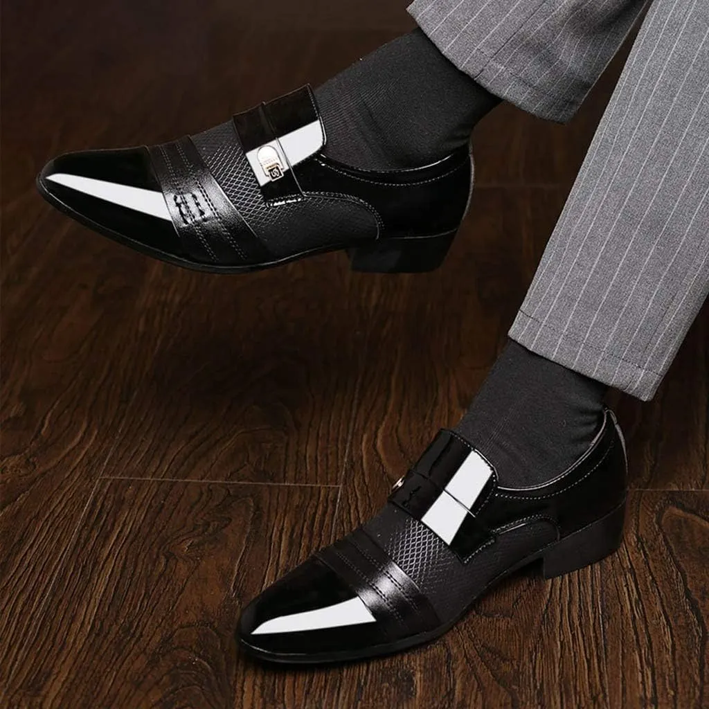 Mens Slip on Business Formal Shoes Breatheble Dress Shoes Men Arch Support Walking Leather Shoe Cap Toe Slip on Oxfords Men Casual Office Work Shoe Low Heel Summer Comfortable Oxfords