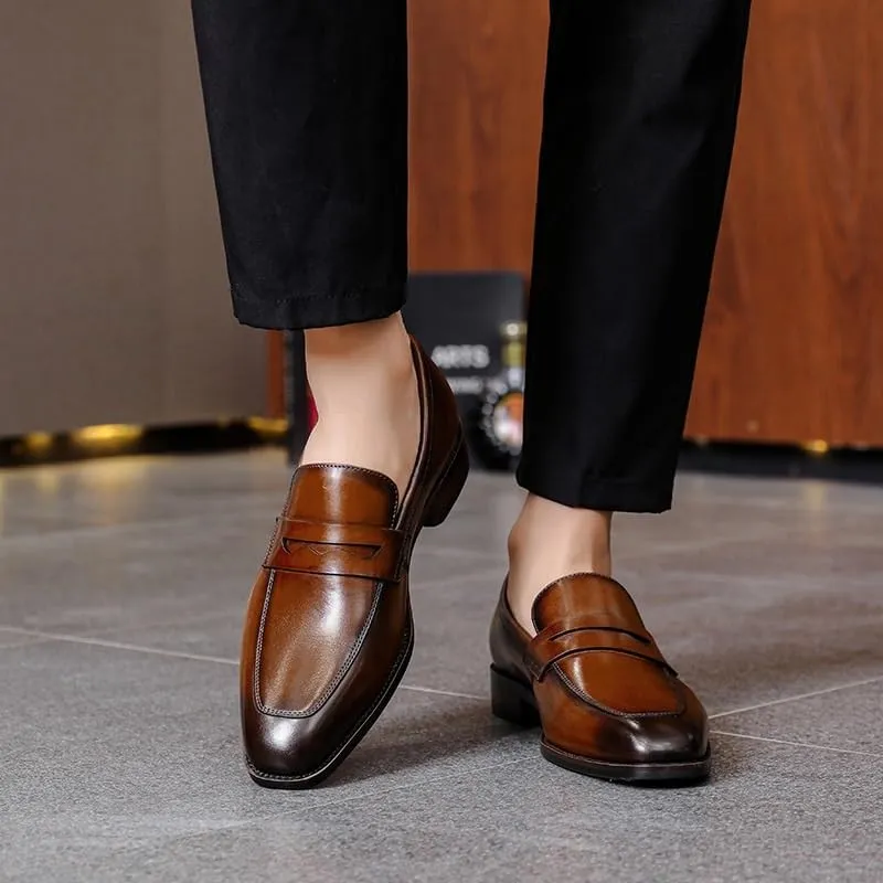 Men's Slip-on Leather Dress Shoes, Men's Tuxedo Dress Shoes Classic Formal Oxfords Lightweight Breathable Walking Shoes