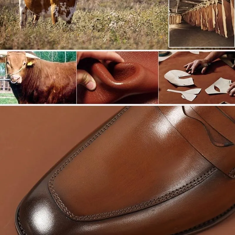 Men's Slip-on Leather Dress Shoes, Men's Tuxedo Dress Shoes Classic Formal Oxfords Lightweight Breathable Walking Shoes