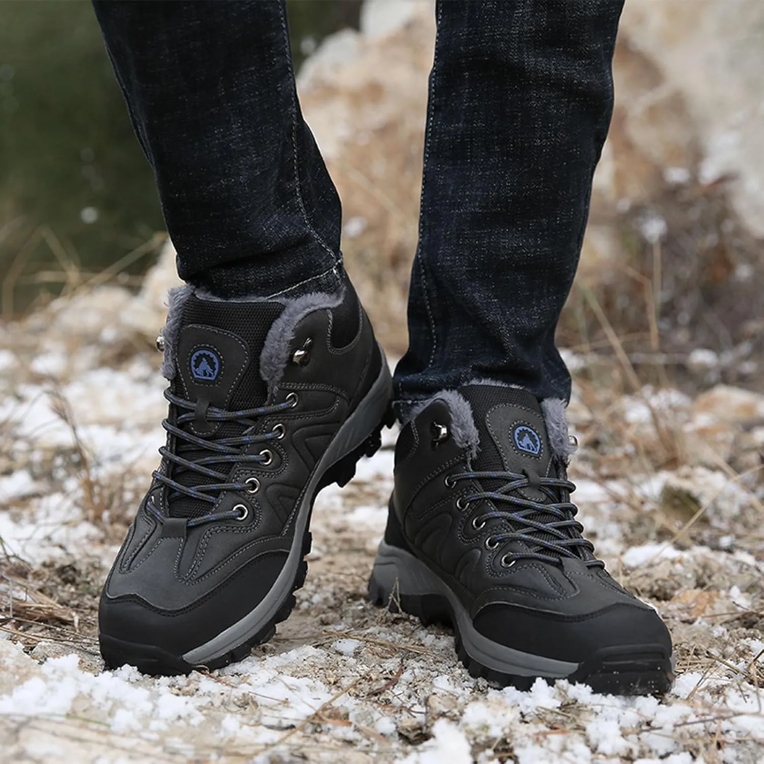 Men's Slip Shoes Men Winter Sneakers Outdoor Shoes Padded Warm Cotton Lightweight Hiking Large Size Hiking