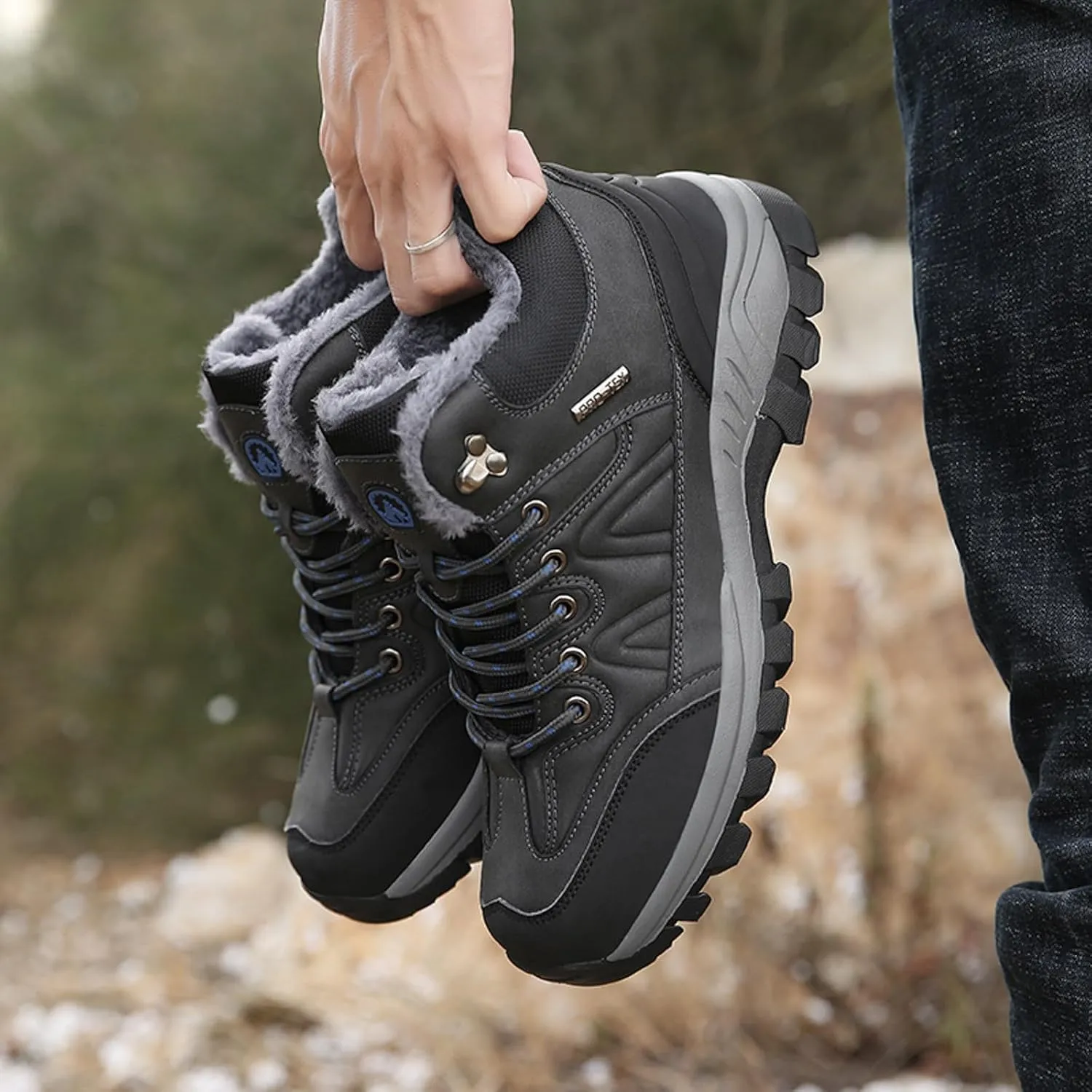Men's Slip Shoes Men Winter Sneakers Outdoor Shoes Padded Warm Cotton Lightweight Hiking Large Size Hiking