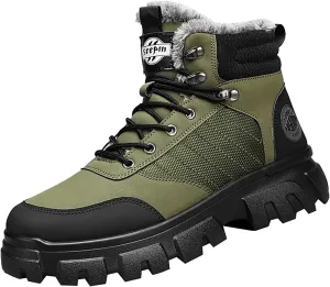 Men's Snow Boots Lightweight Waterproof Winter Boots Warm Plush Lined Shoes Anti-slip Cold Weather Shoes